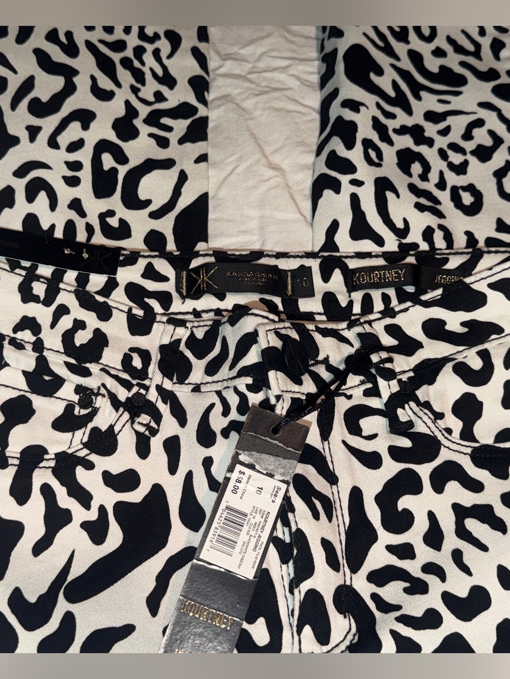 Kardashian Kollection Black and White Leopard Print Jeans
